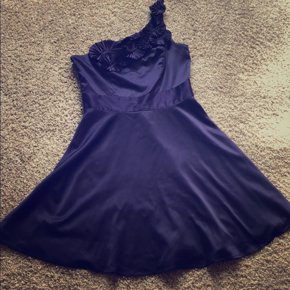 One shoulder satin A-Line dress